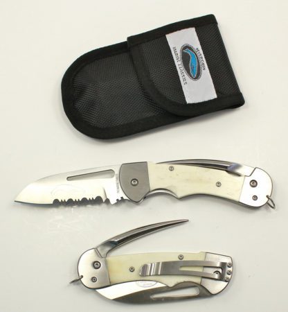 A knife and tool set with a case.