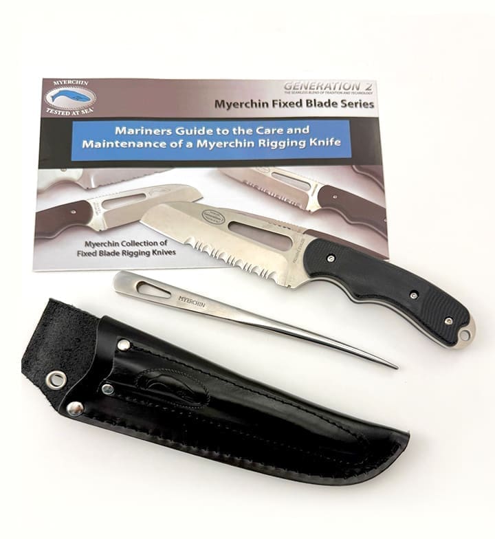 Myerchin rigging knife with care guide.