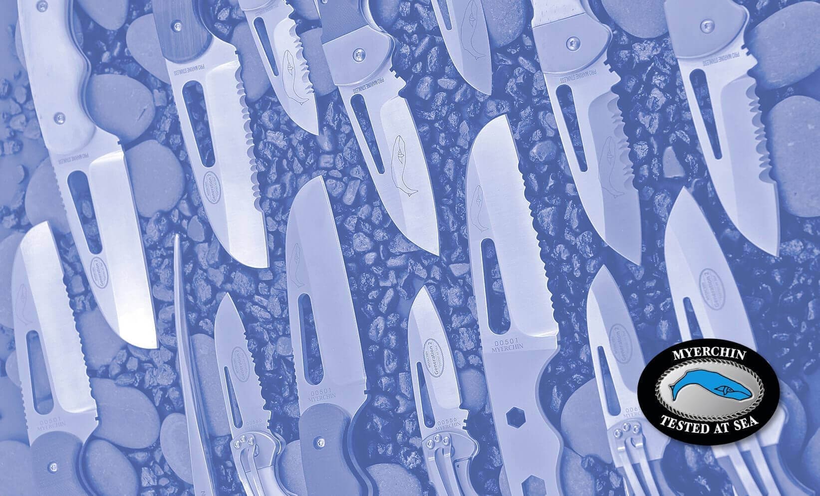 Assorted knives arranged on textured background.